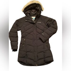 Columbia womens Lay D Down Mid Black Winter Warm Hooded Insulated Jacket Medium